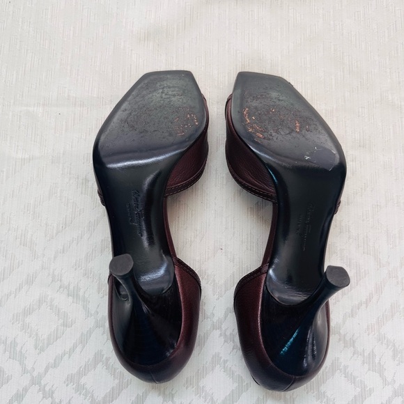 Salvatore Ferragamo Women's Leather Brown Heels Size 8.5B - Picture 8 of 9